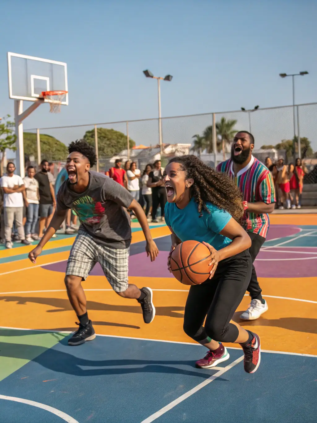 An action shot from a local basketball tournament, capturing the excitement and competitive spirit of the event, with MGC branding visible in the background.