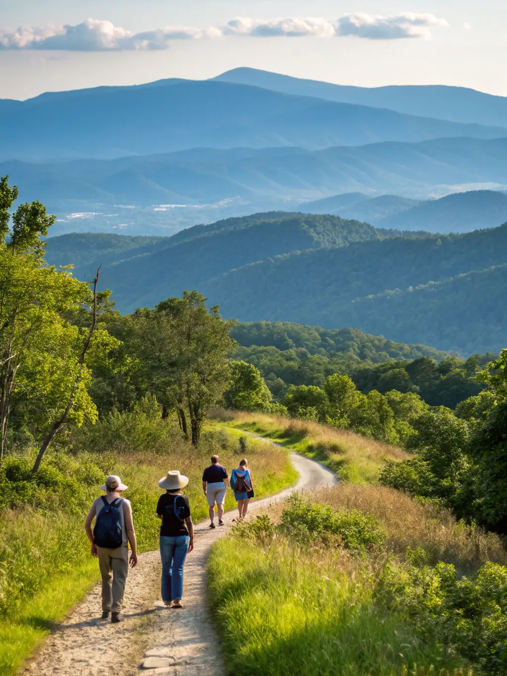 An image of adults enjoying a guided hike through the Haut Champsaur valley, showcasing the natural beauty and opportunities for exploration.